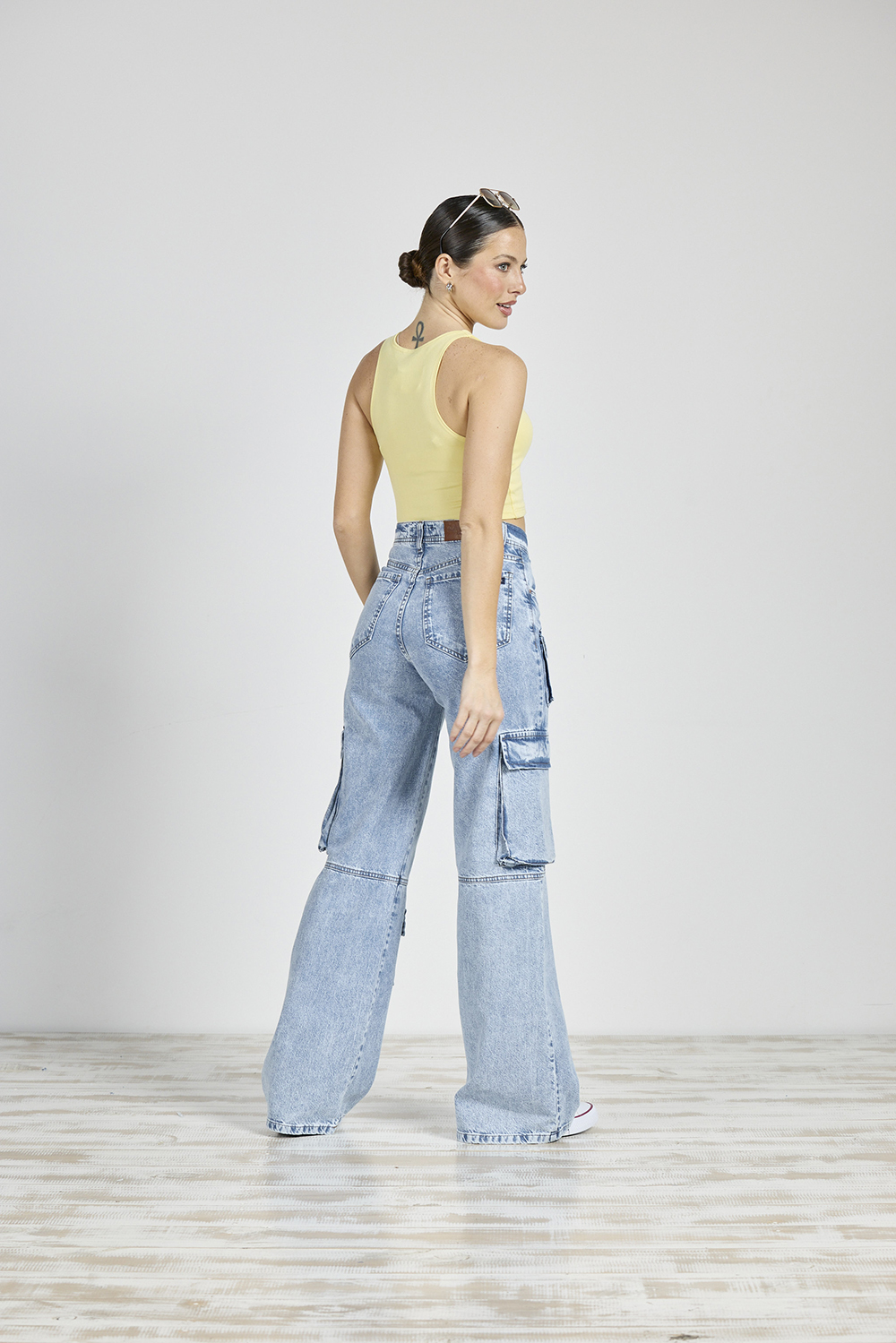 Alternative view of ART. 272 | WIDE LEG CARGO CELESTE BOLSILLO DELANTERO RÍGIDO