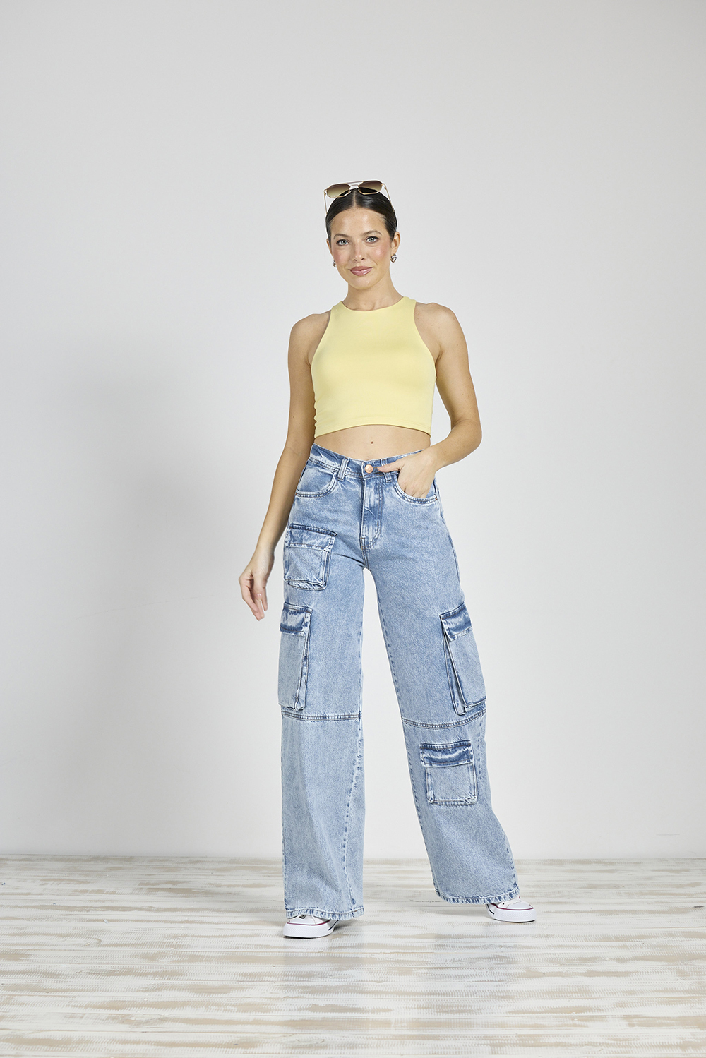 ART. 272 | WIDE LEG CARGO CELESTE BOLSILLO DELANTERO RÍGIDO