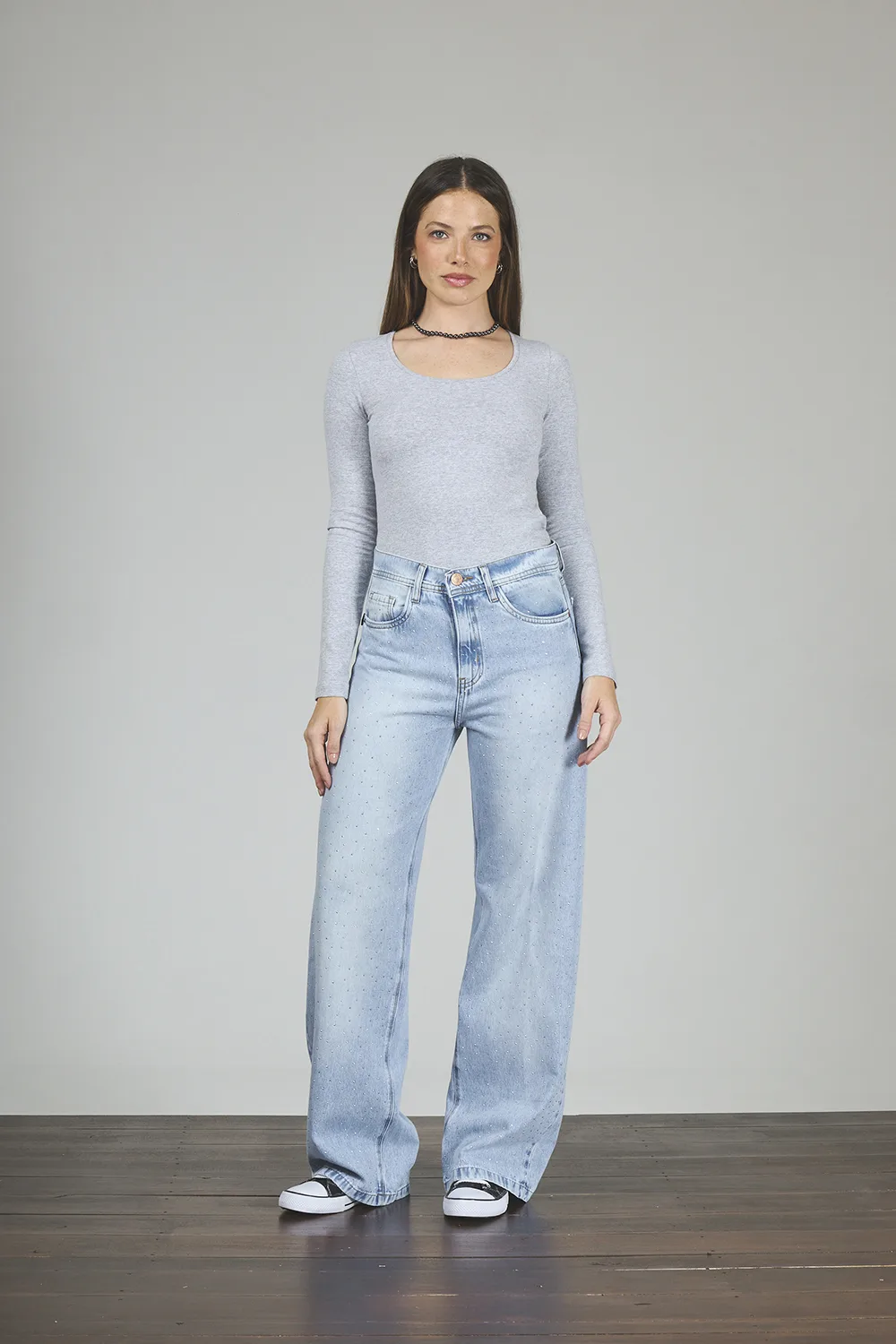 ART. 294 | WIDE LEG CELESTE CON STRASS RÍGIDO