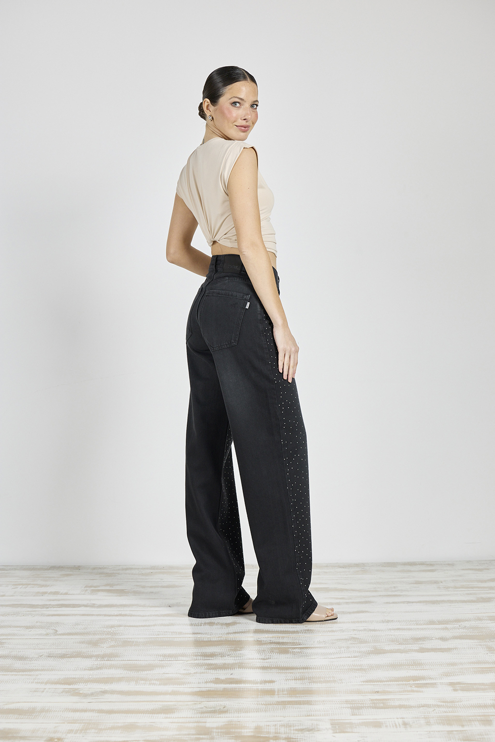 Alternative view of ART. 312 | WIDE LEG NEGRO CON STRASS RÍGIDO