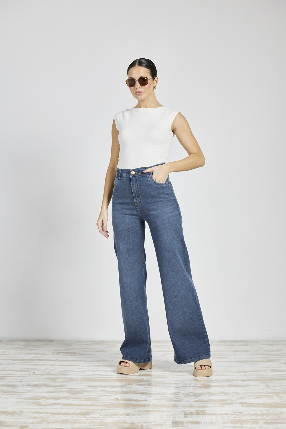 ART. 342 | WIDE LEG AZUL LOCALIZADO ELASTIZADO