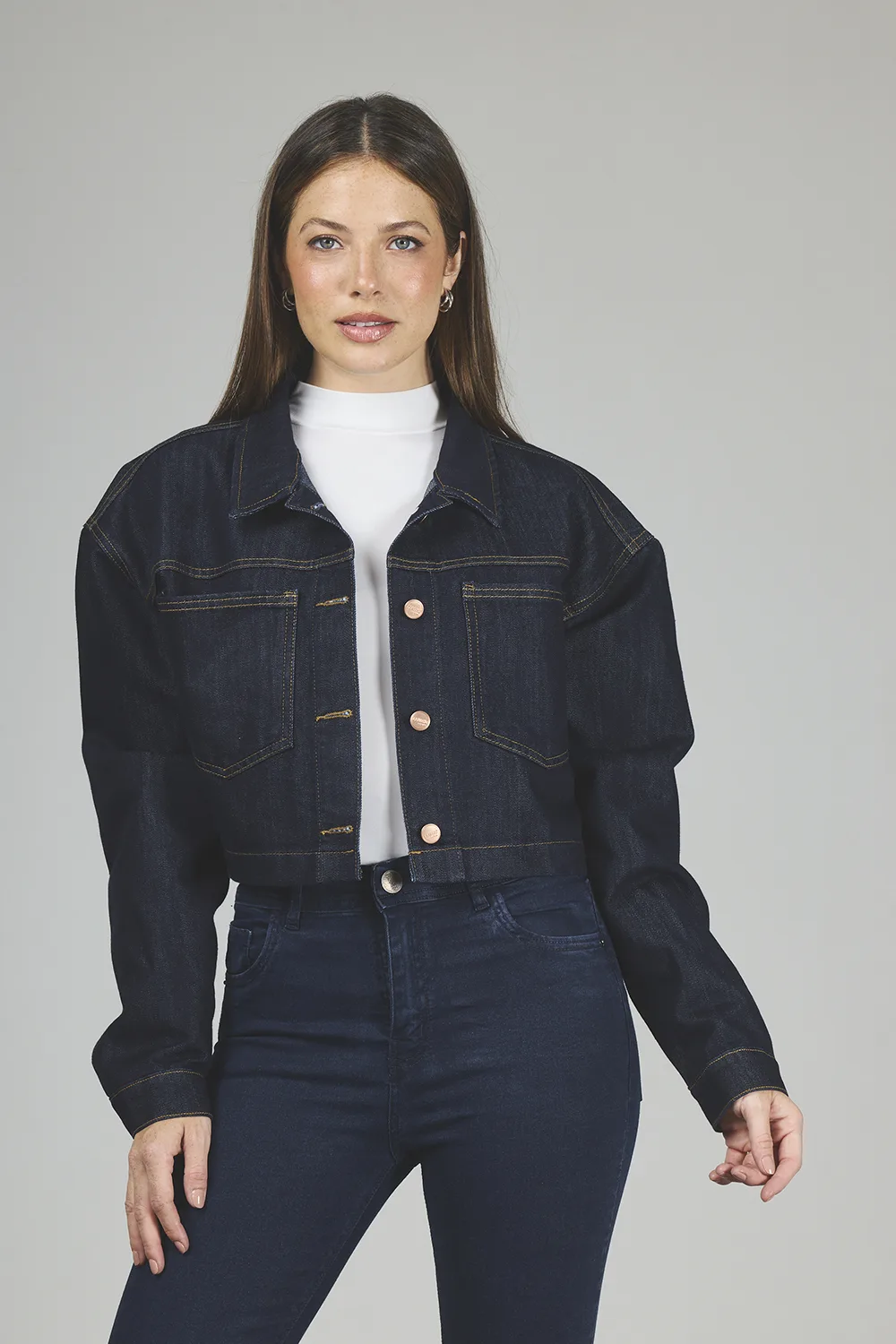 ART. 367 | CAMPERA CROP DARK BLUE RÍGIDO