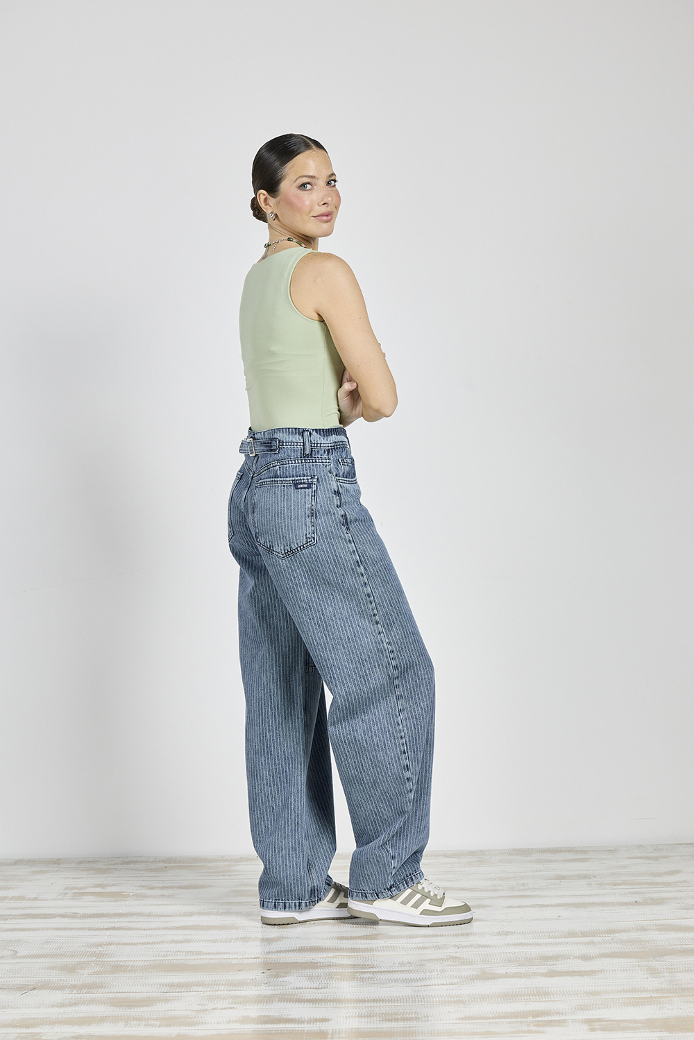 Alternative view of ART. 371 | BAGGY STONE RAYADO CON HEBILLA ATRAS RÍGIDO