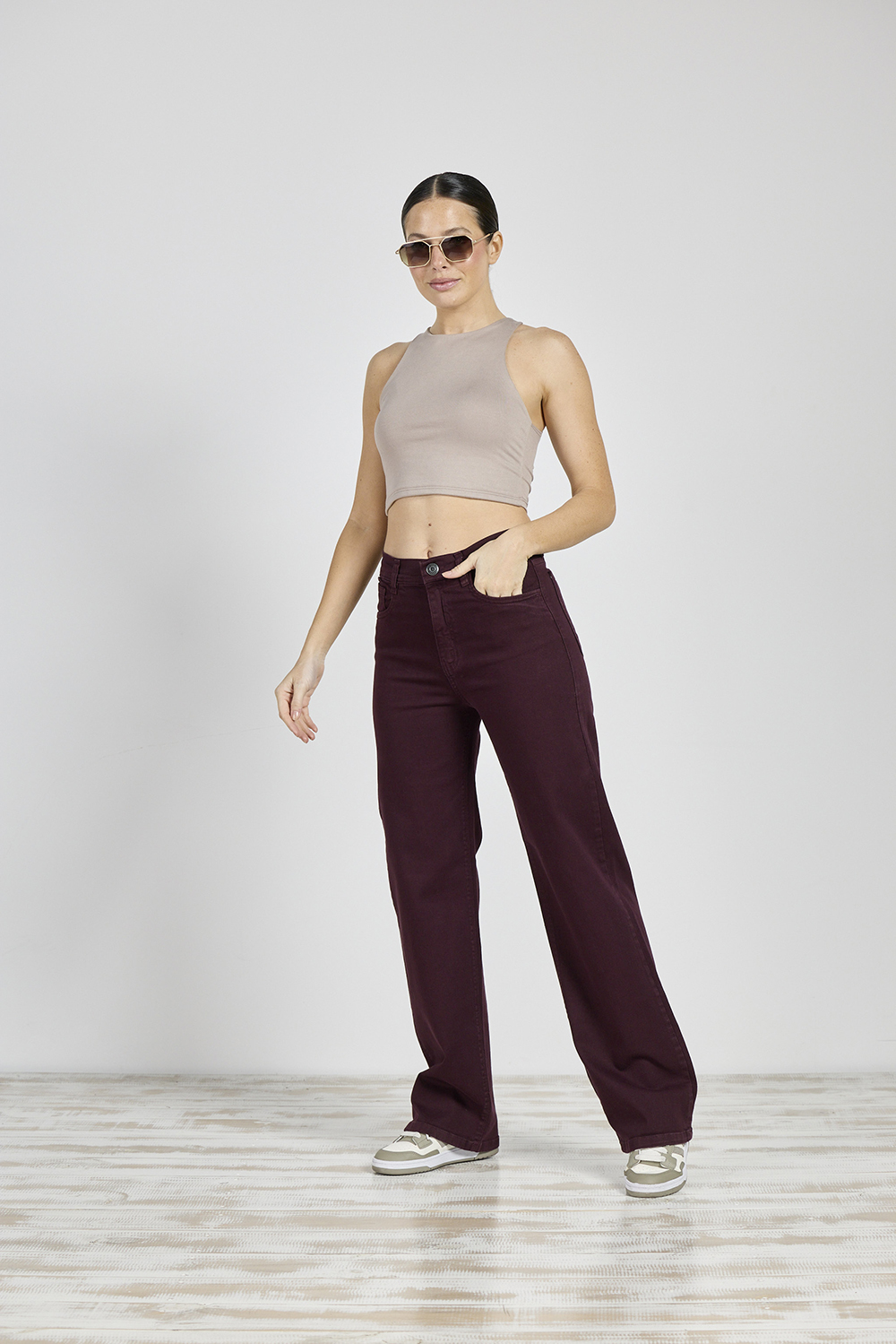 ART. 374 | WIDE LEG CLÁSICO BORDÓ ELASTIZADO