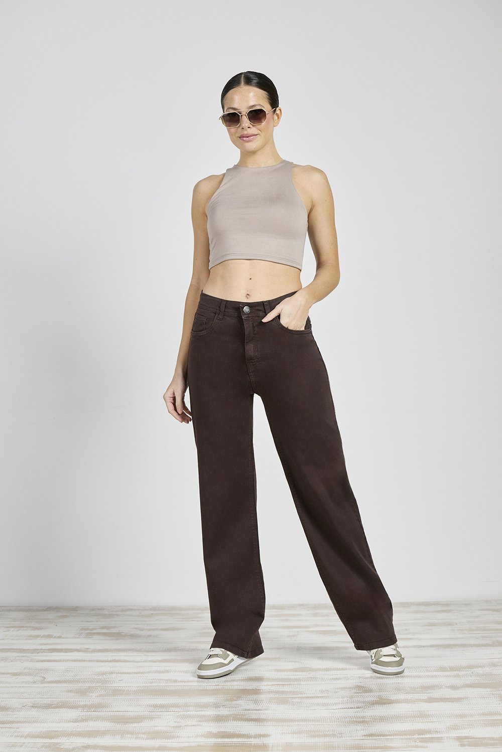 ART. 378 | WIDE LEG CLÁSICO CHOCOLATE ELASTIZADO