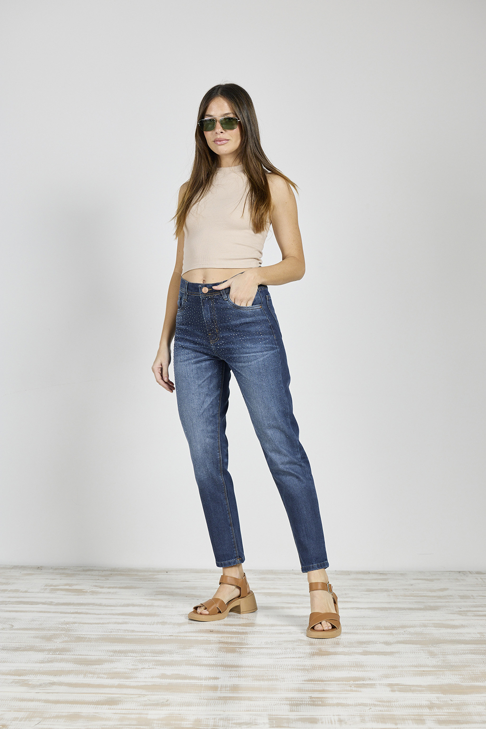 ART. 388 | MOM CLÁSICO AZUL CON STRASS TRANSPARENTE RÍGIDO