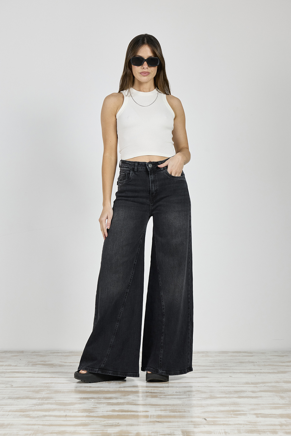 ART. 416 | MAXI BAGGY NEGRO DESTROYER OVERSIZE CON RECORTE ELASTIZADO