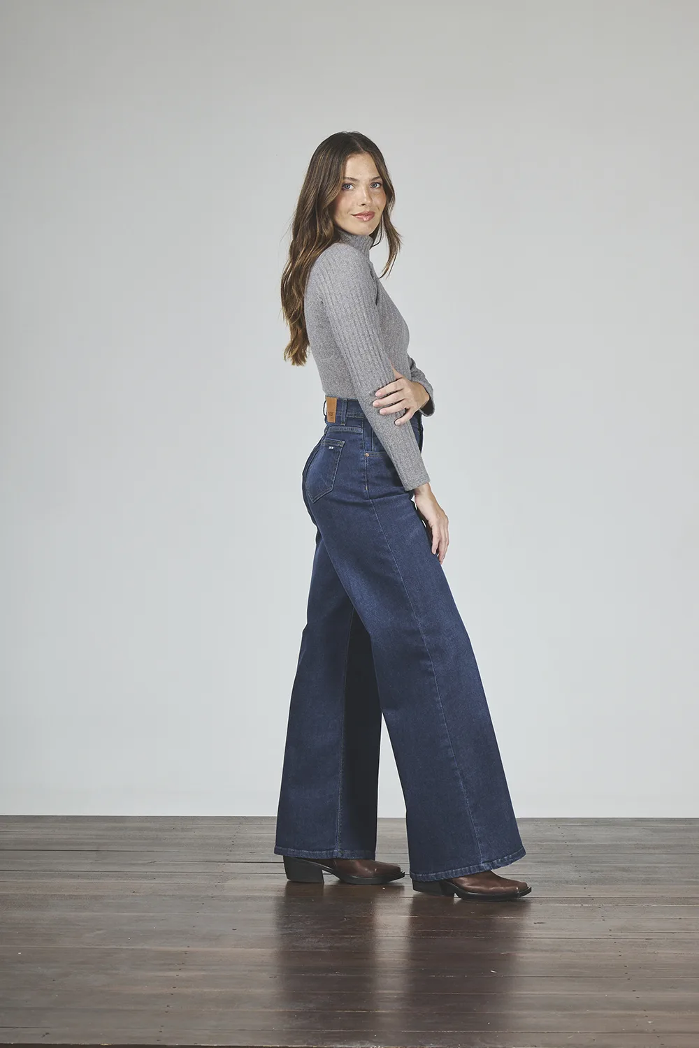 Alternative view of ART. 418 | WIDE LEG AZUL CLÁSICO ELASTIZADO