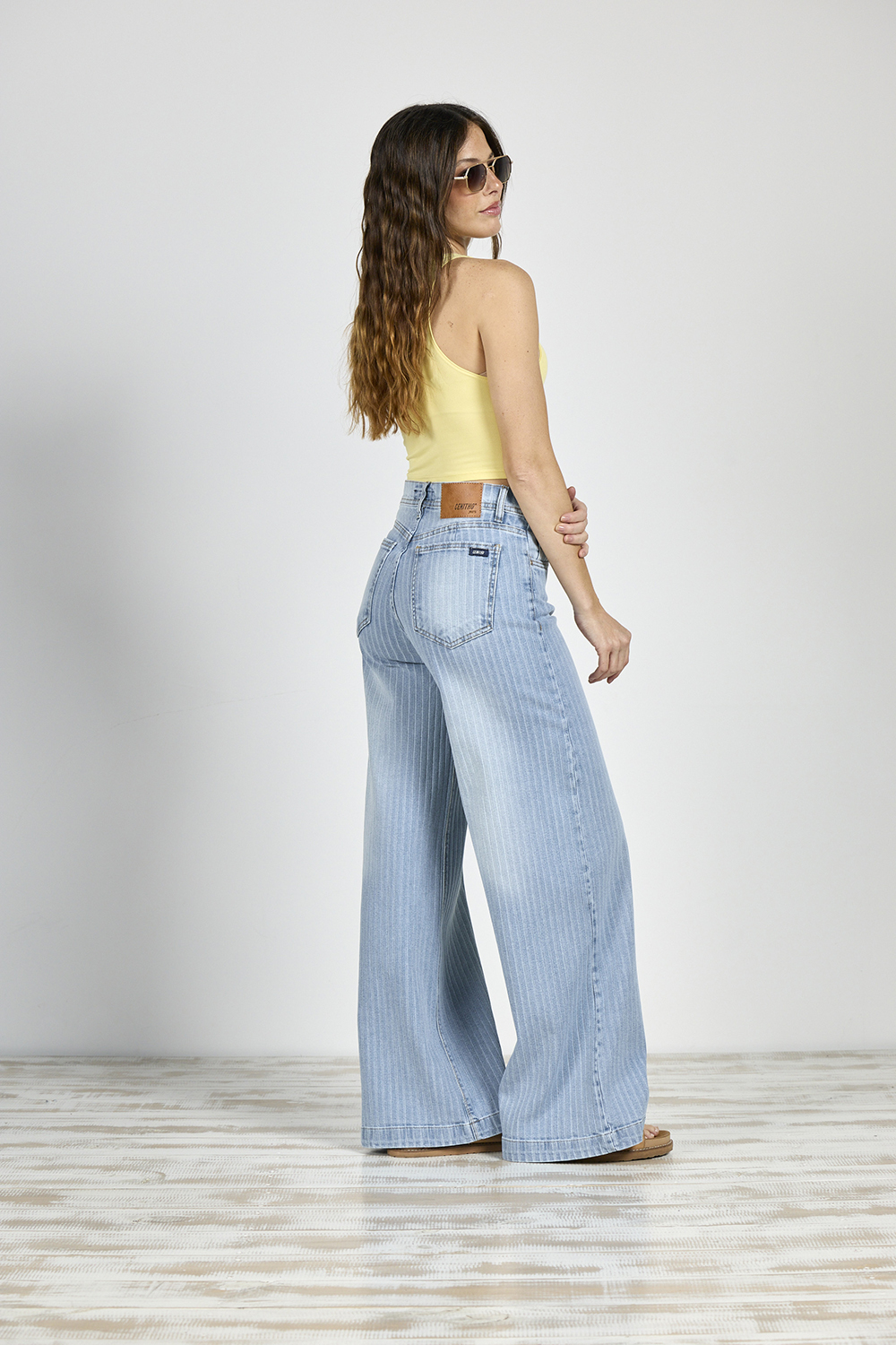 Alternative view of ART. 433 | BAGGY CELESTE RAYADO ELASTIZADO