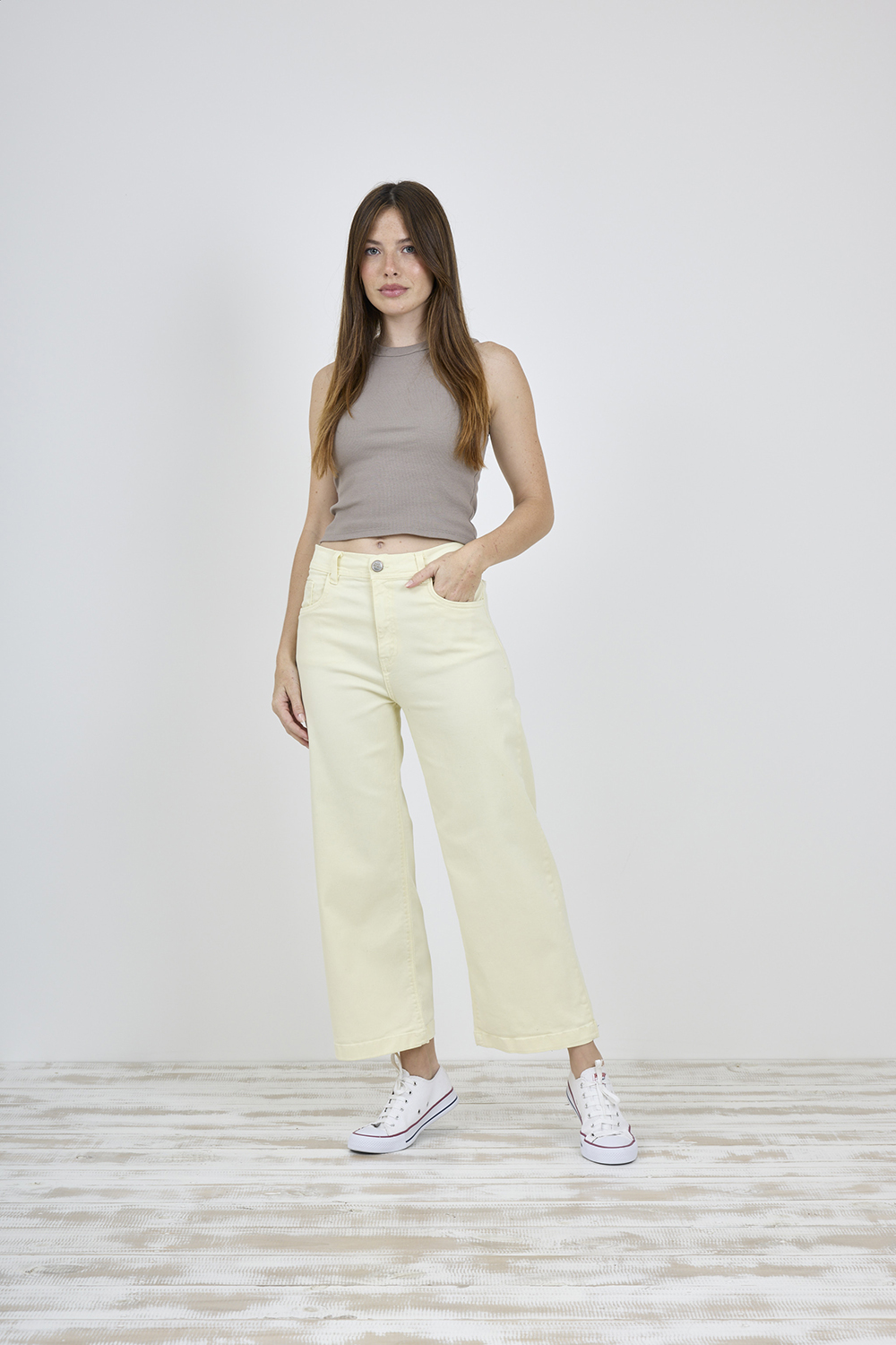 ART. 456 | CROP WIDE LEG AMARILLO MANTEQUILLA ELASTIZADO
