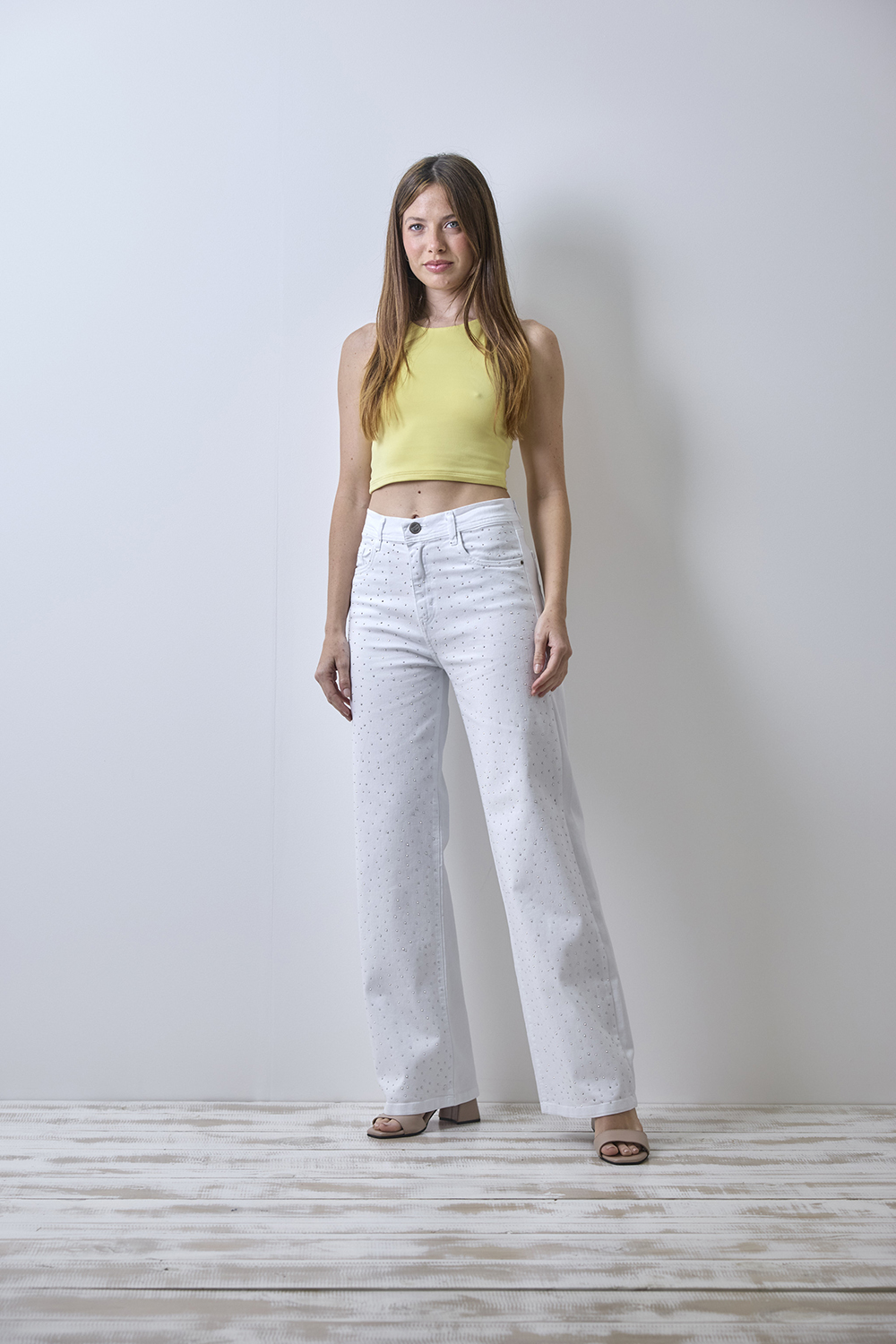 ART. 457 | WIDE LEG BLANCO CON BRILLO ELASTIZADO