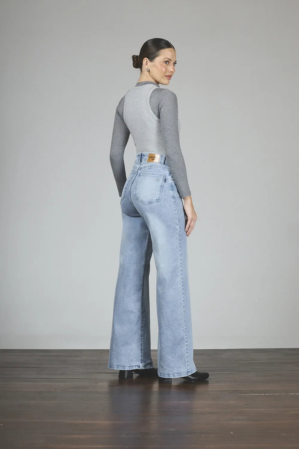 Alternative view of ART. 463 | WIDE LEG CELESTE ELASTIZADO