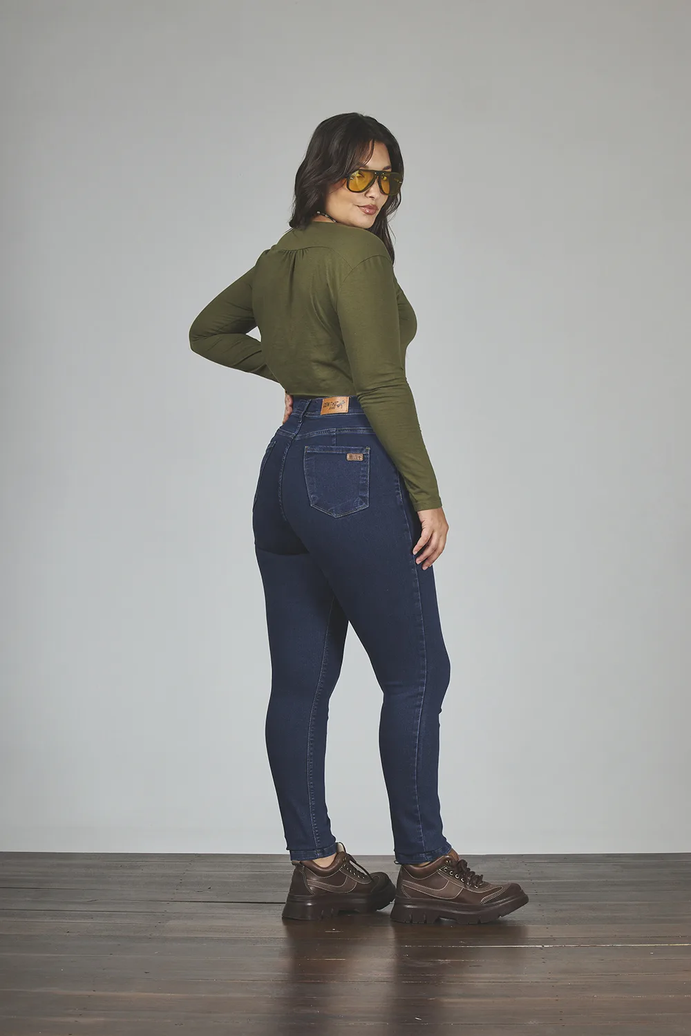 Alternative view of ART. 706 | AZUL HILO CAMEL ELASTIZADO