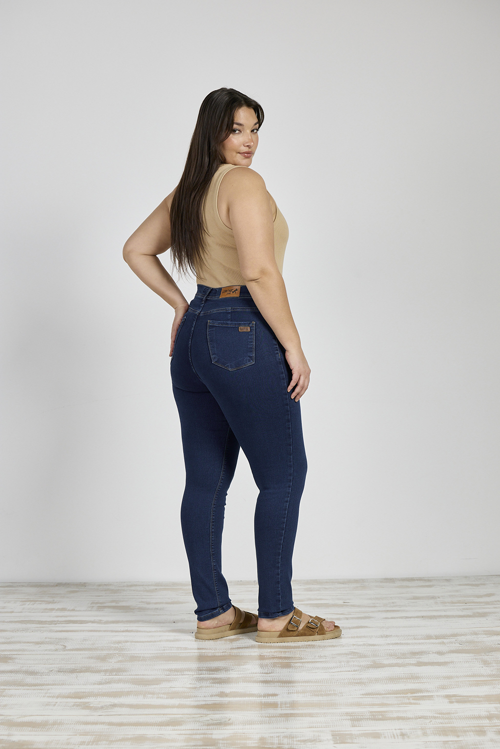 Alternative view of ART. 706 | AZUL HILO CAMEL ELASTIZADO