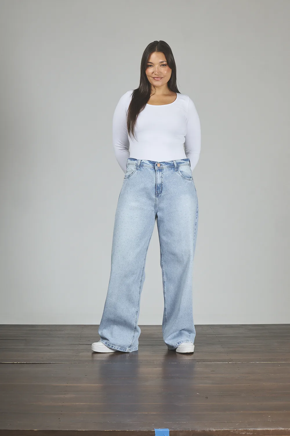 ART. 848 | WIDE LEG CELESTE CON STRASS RÍGIDO