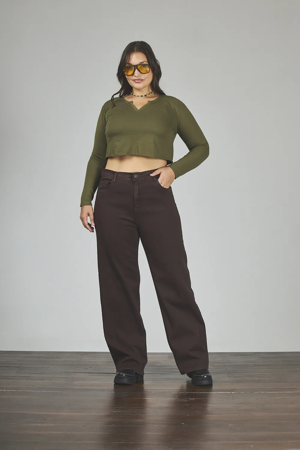 ART. 866 | WIDE LEG CLÁSICO CHOCOLATE ELASTIZADO