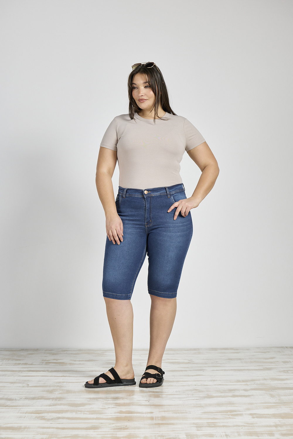 ART. M-512 | BERMUDA AZUL PIEL BIGOTE ELASTIZADO