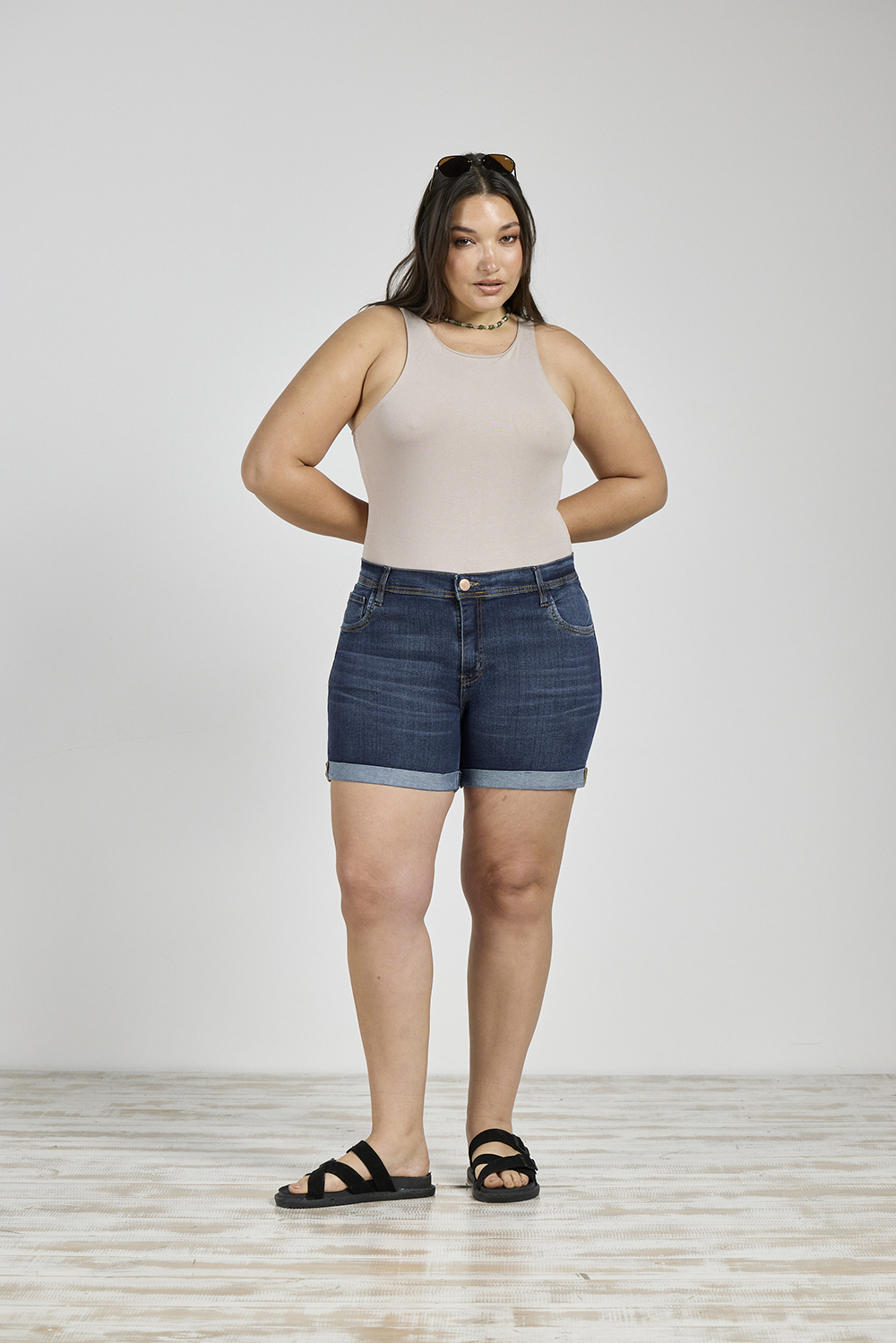 ART. M-555 | SHORT AZUL CLÁSICO CON DOBLES ELASTIZADO