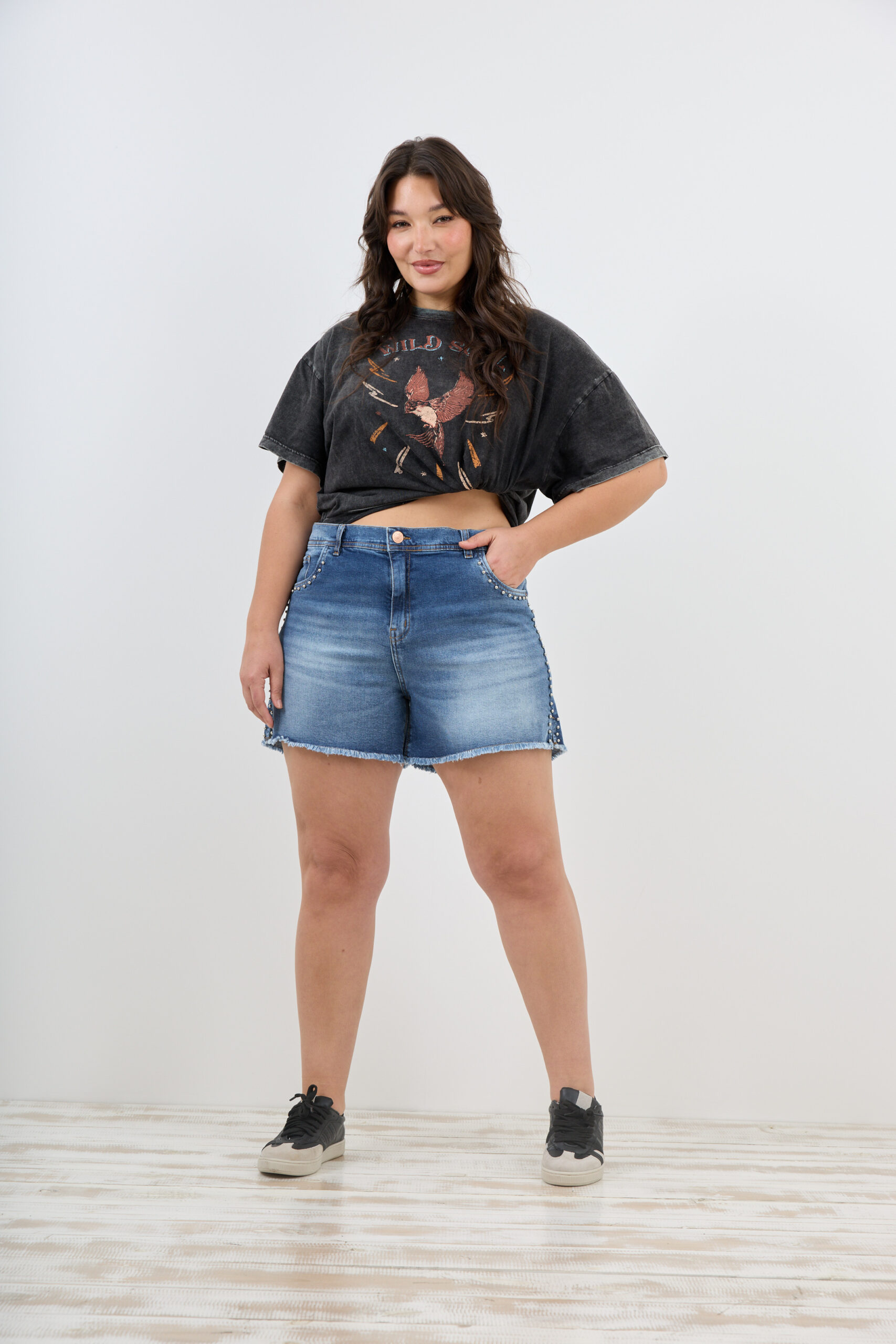 ART. M-581 | SHORT AZUL TACHA LATERAL ELASTIZADO