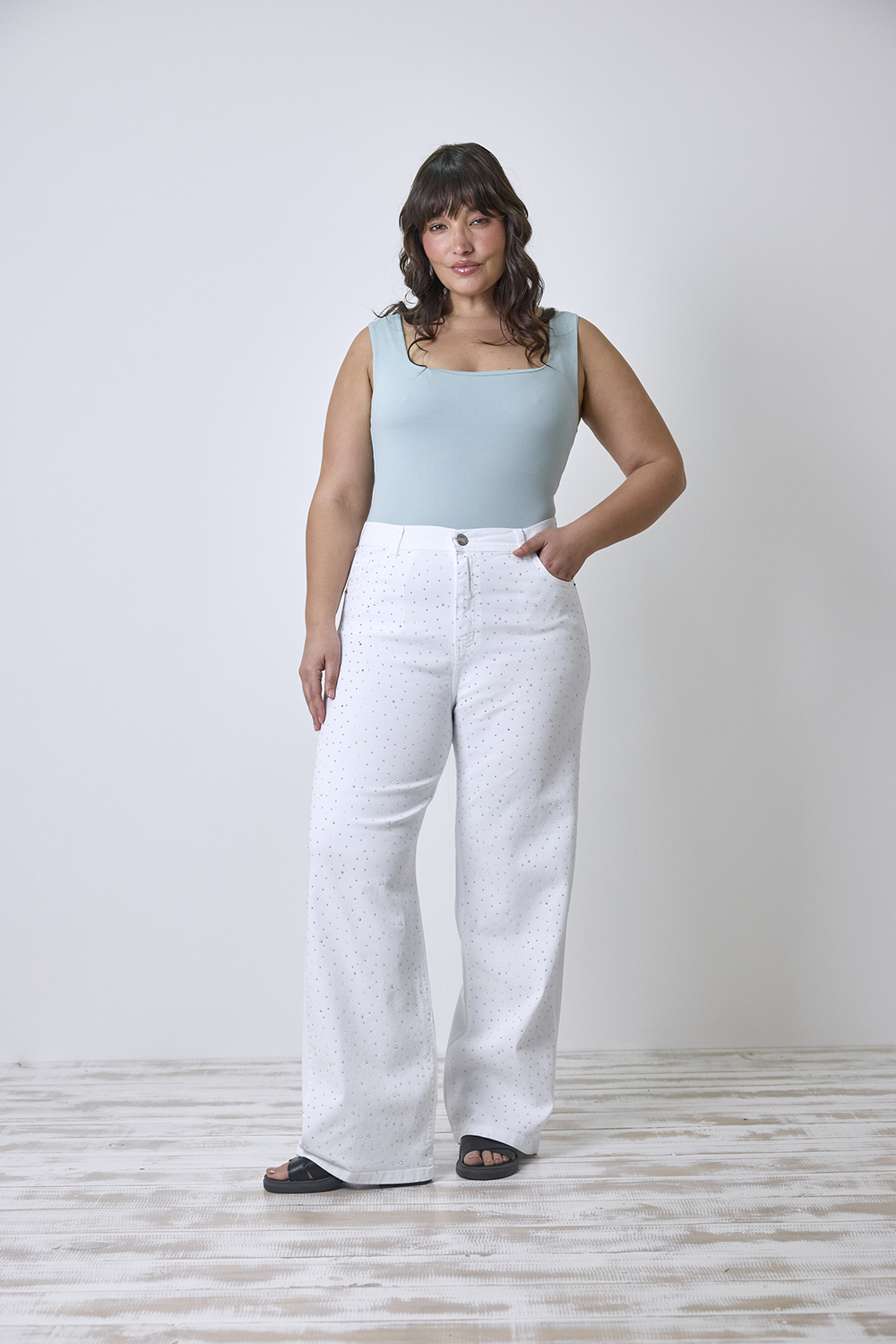 ART. 891 | WIDE LEG BLANCO CON BRILLO ELASTIZADO