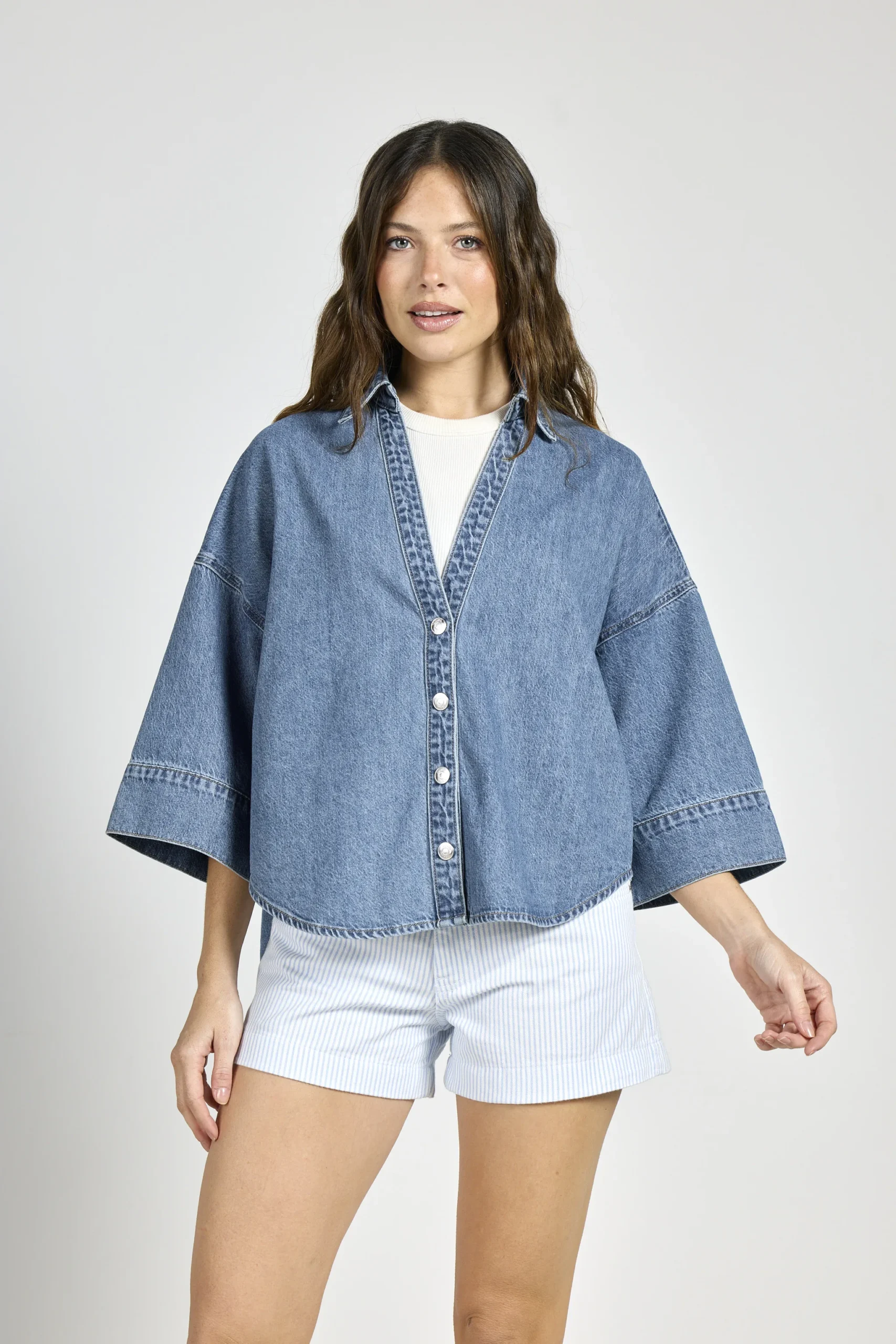 Alternative view of ART. 447 | CAMISA MANGA 3/4 STONE CUELLO EN V RÍGIDO