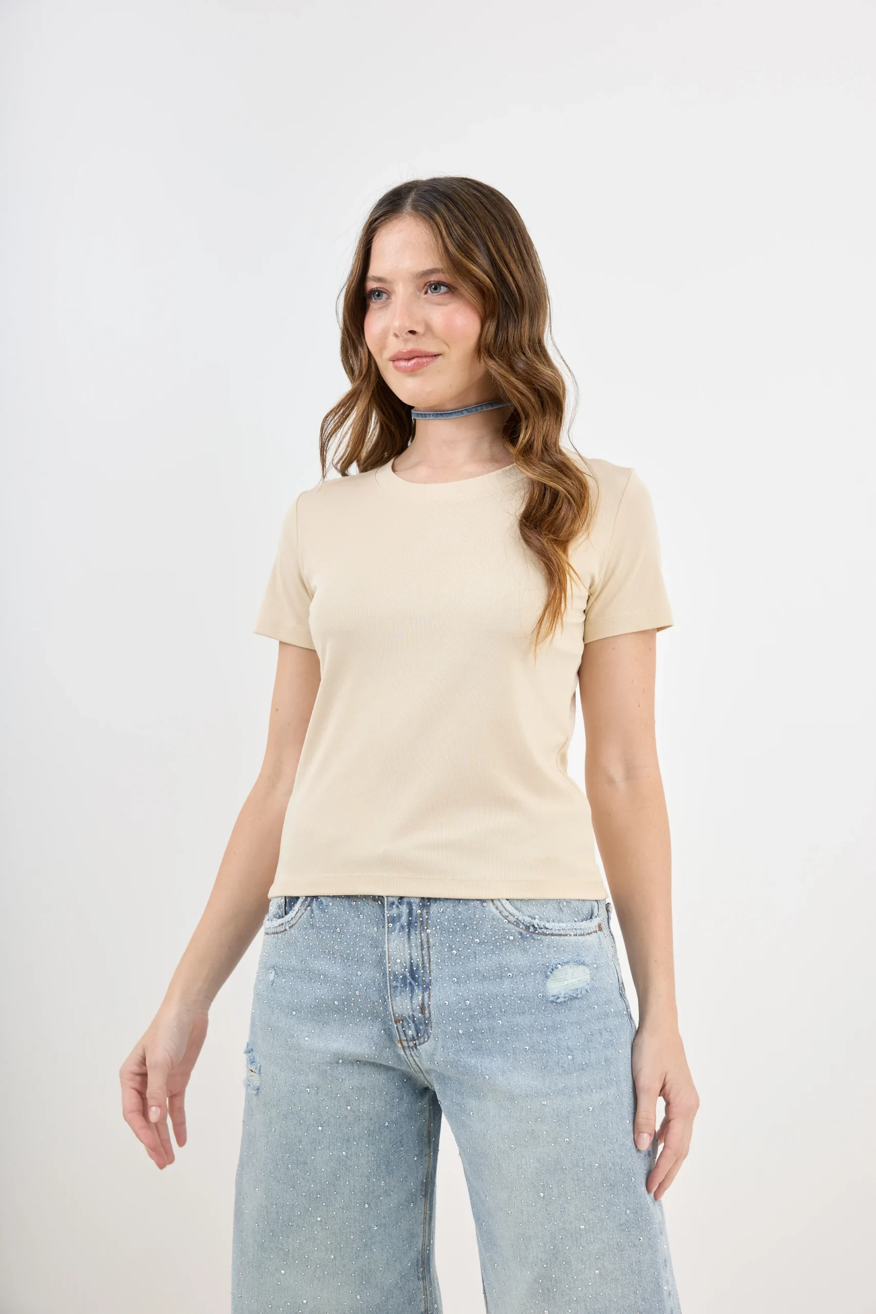 ART. A-37 | REMERA BÁSICA BEIGE MANGA CORTA PREMIUM