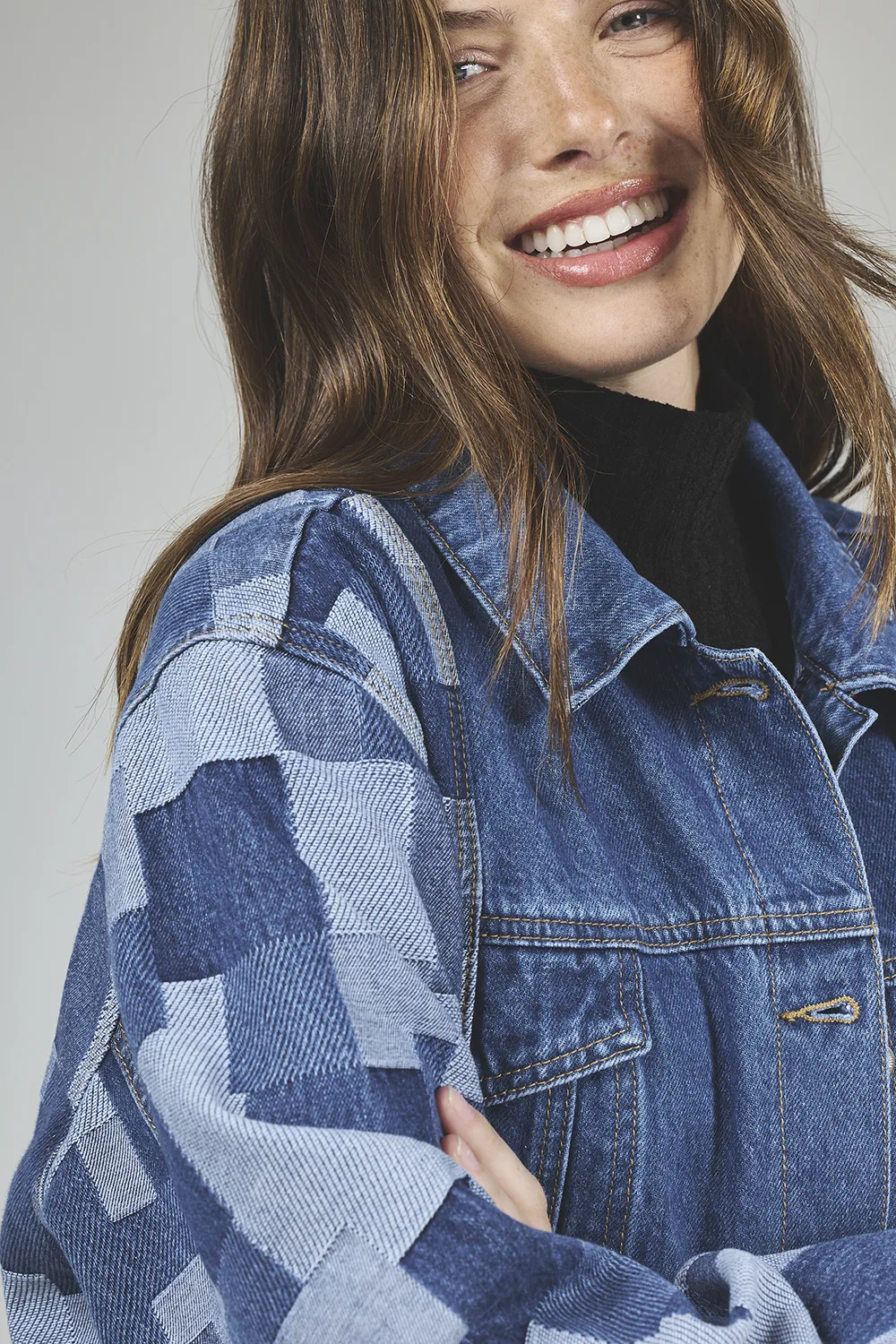 ART. 437 | CAMPERA OVERSIZE CUADRILLE AZUL RIGIDO - Imagen 5