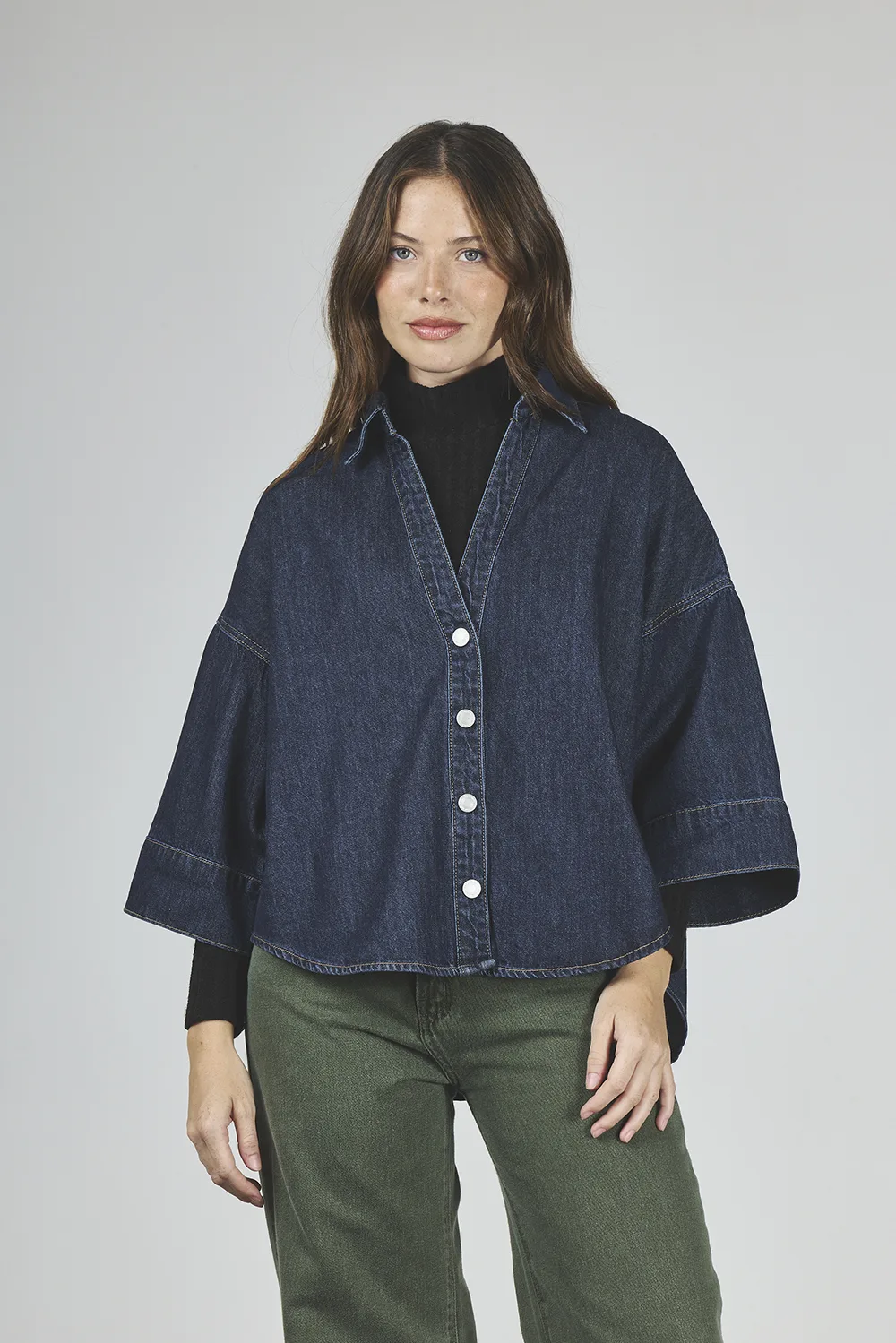 ART. 468 | CAMISA AZUL DARK MANGA 3/4 RIGIDA