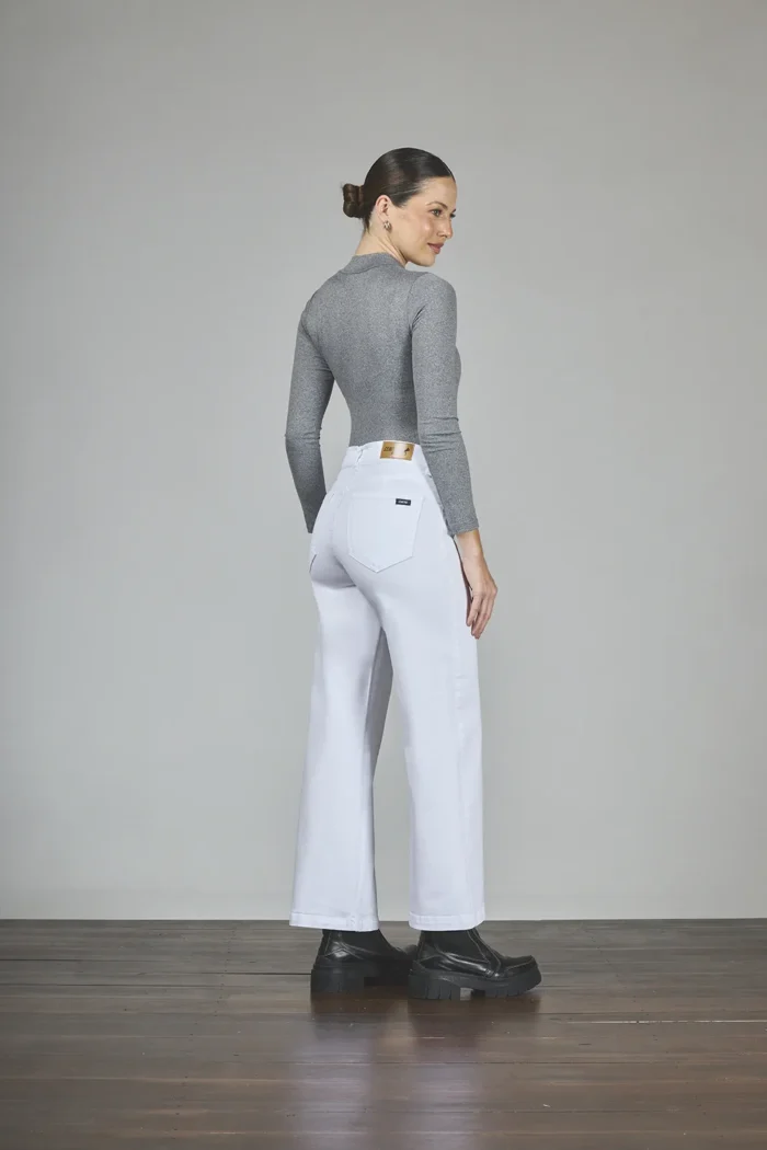 ART. 148 | CROP WIDE LEG BLANCO ELASTIZADO - Imagen 2
