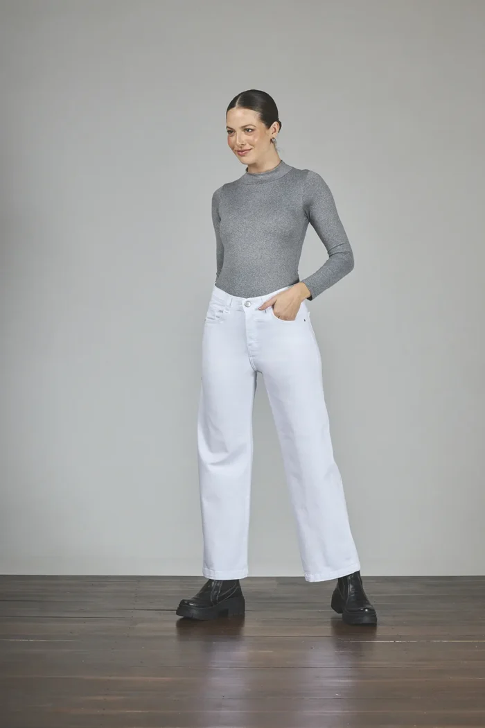 ART. 148 | CROP WIDE LEG BLANCO ELASTIZADO - Imagen 4