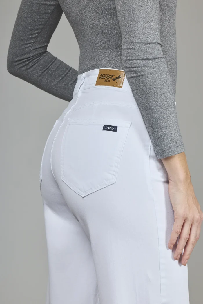 ART. 148 | CROP WIDE LEG BLANCO ELASTIZADO - Imagen 5