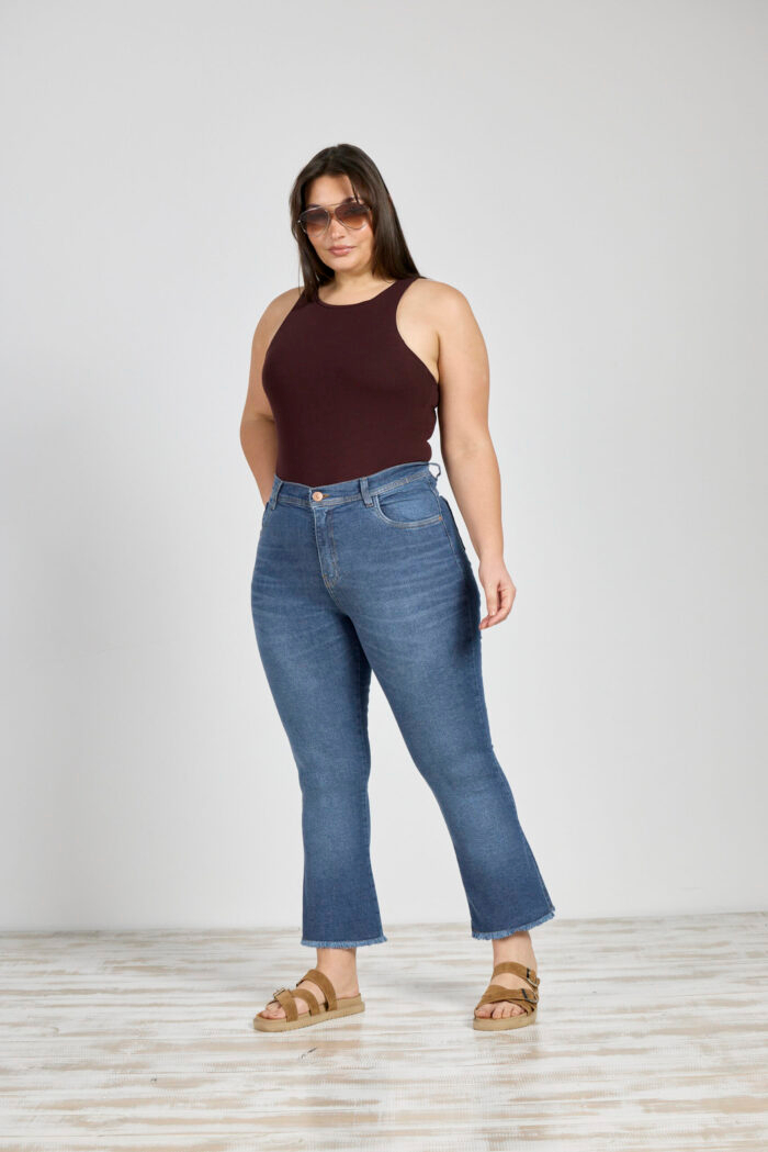 ART. 3011 | CROP SEMI OXFORD STONE CON TAJO EN BOTA ELASTIZADO - Imagen 4
