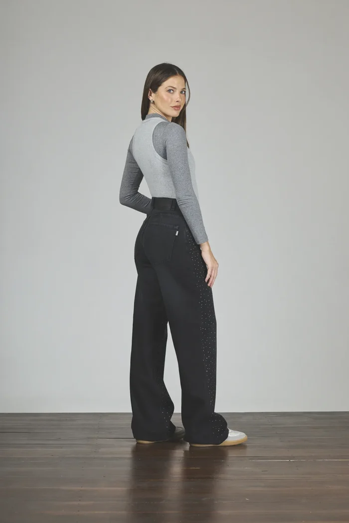 ART. 312 | WIDE LEG NEGRO CON STRASS RÍGIDO - Imagen 2
