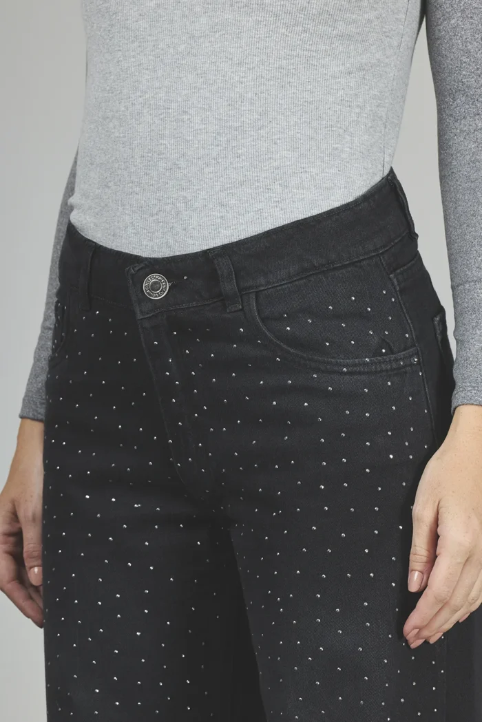ART. 312 | WIDE LEG NEGRO CON STRASS RÍGIDO - Imagen 3