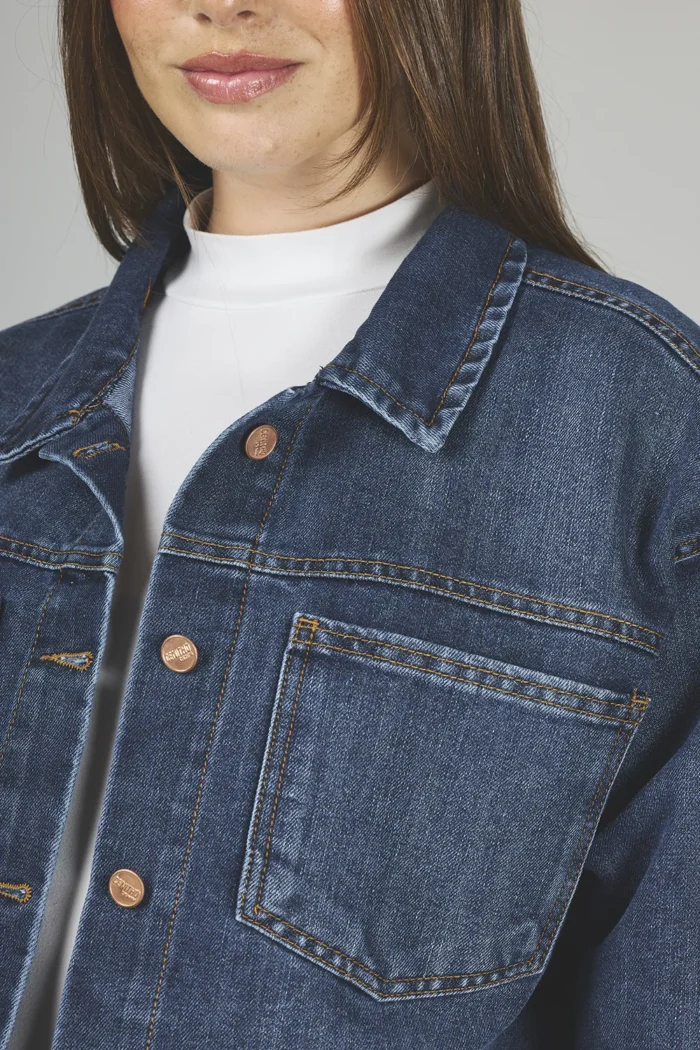 ART. 368 | CAMPERA CROP AZUL RÍGIDO - Imagen 3