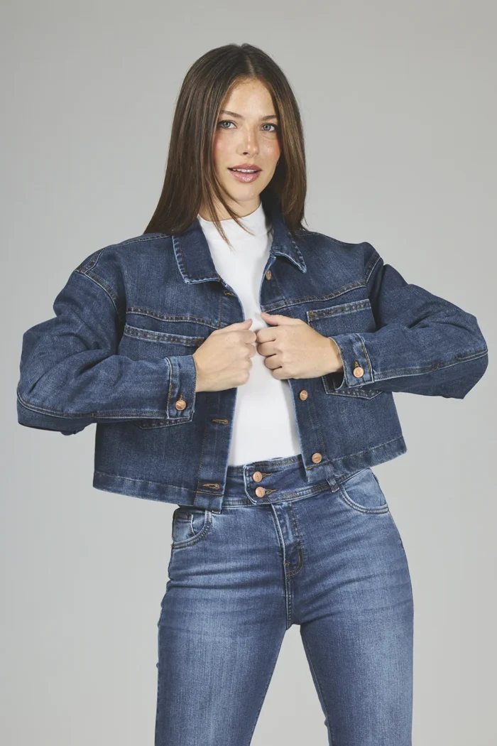 ART. 368 | CAMPERA CROP AZUL RÍGIDO - Imagen 4