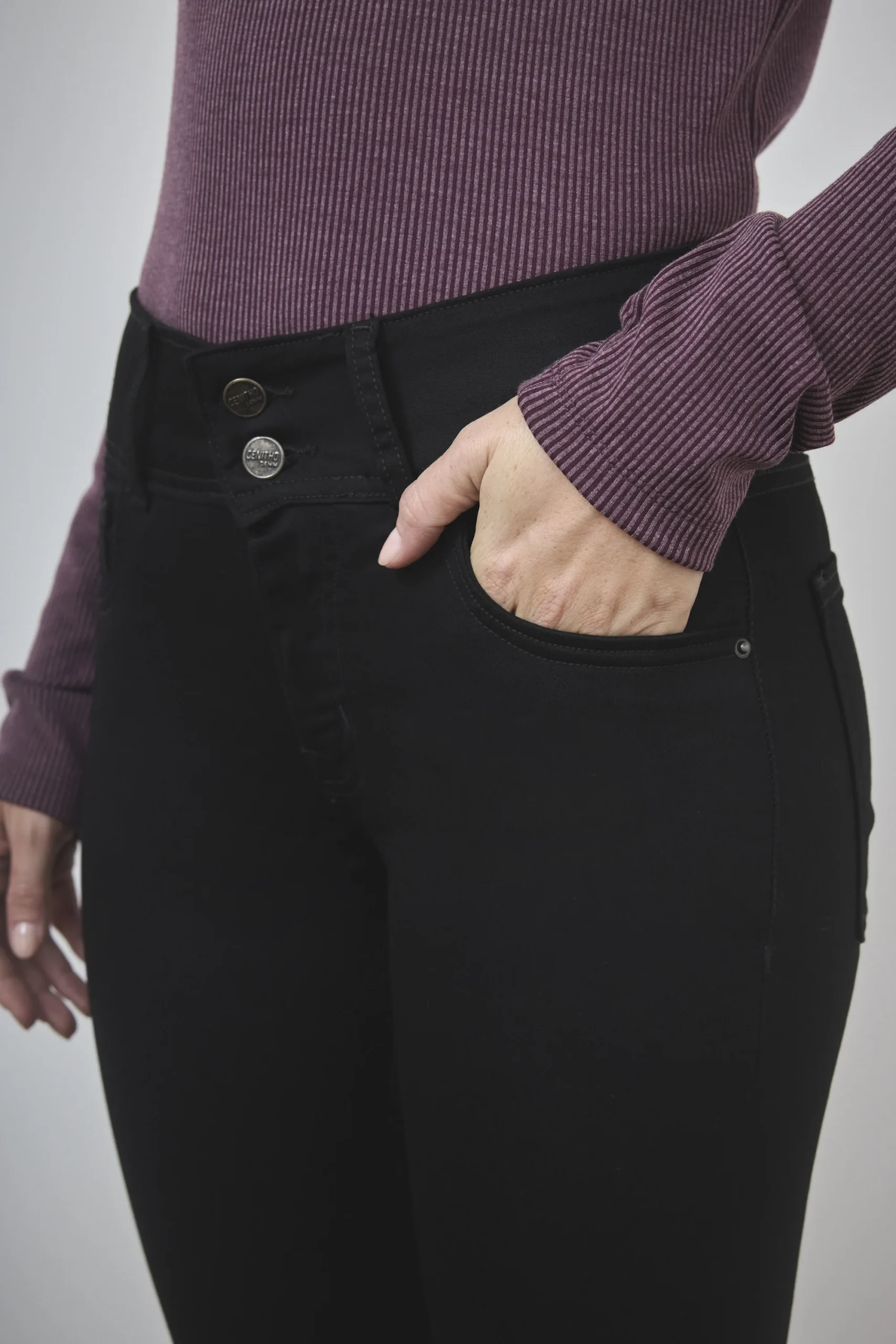 ART. 491 | SEMI OXFORD NEGRO CLASICO CINTURA ANCHA ELASTIZADO - Imagen 3