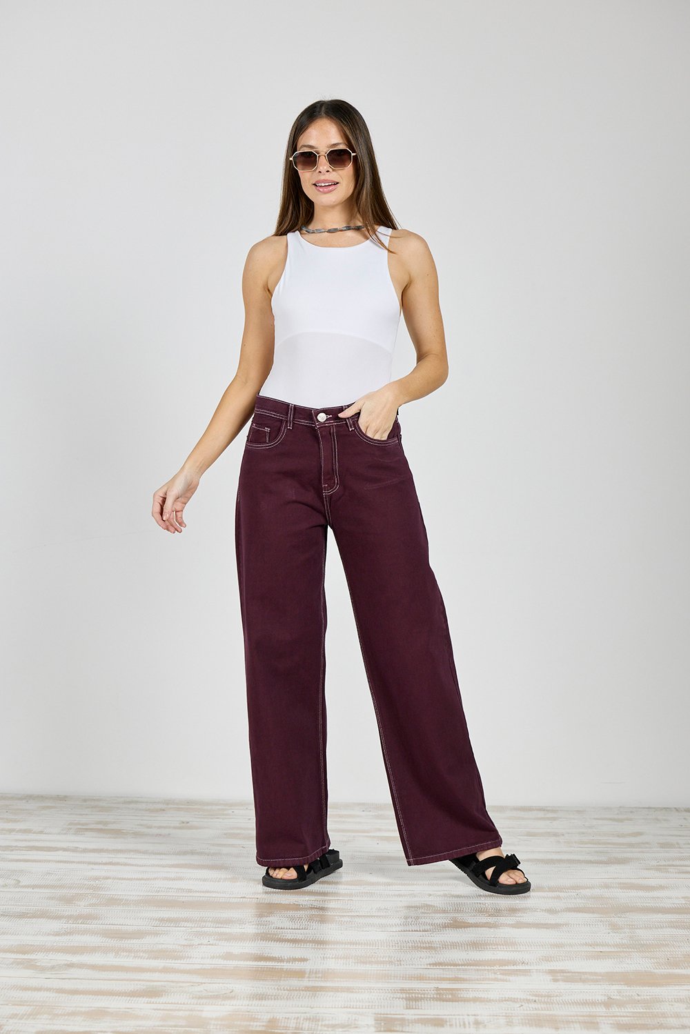 390.jpg ART. 390 | WIDE LEG CLÁSICO BORDO RÍGIDO - Imagen 1