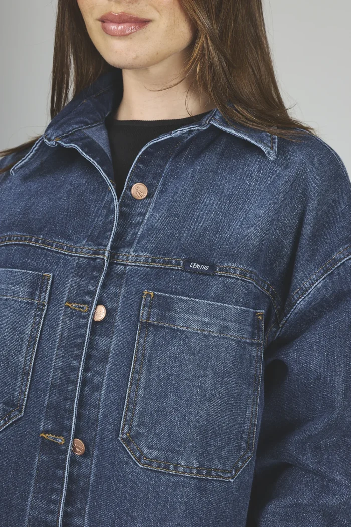 ART. 408 | CAMISA OVERSIZE AZUL CON ABERTURA LATERAL RÍGIDO - Imagen 3