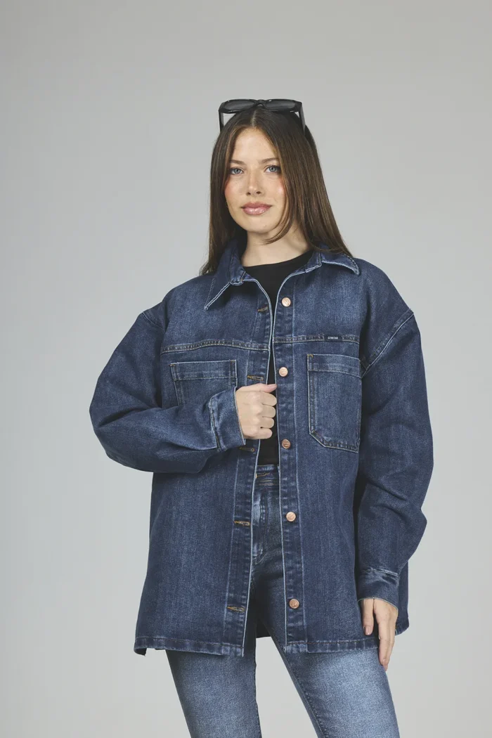 ART. 408 | CAMISA OVERSIZE AZUL CON ABERTURA LATERAL RÍGIDO - Imagen 6