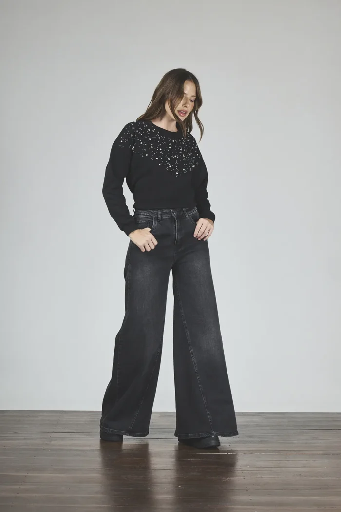 ART. 416 | MAXI BAGGY NEGRO DESTROYER OVERSIZE CON RECORTE ELASTIZADO - Imagen 5