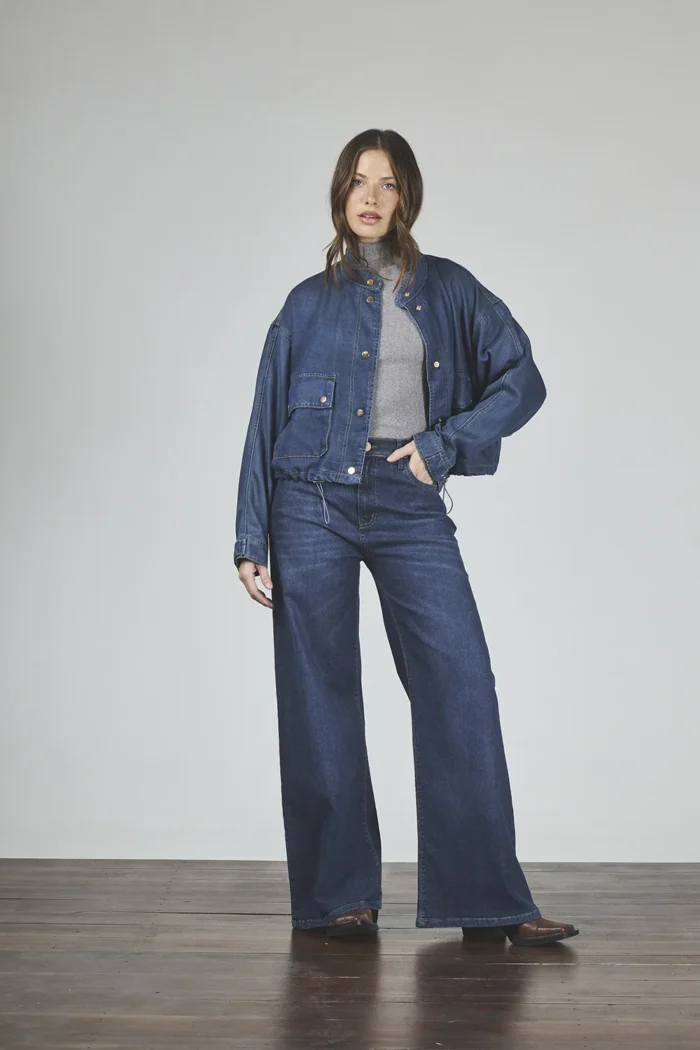 ART. 442 | CAMPERA BOMBER AZUL C/ELASTICO EN CINTURA RIGIDO - Imagen 3