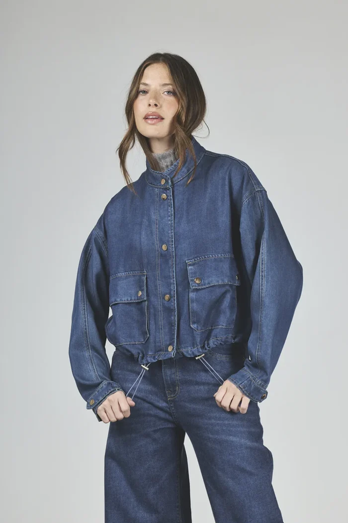 ART. 442 | CAMPERA BOMBER AZUL C/ELASTICO EN CINTURA RIGIDO - Imagen 6