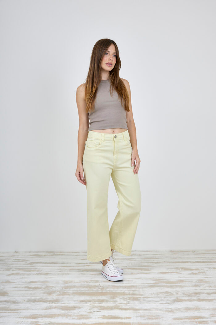ART. 456 | CROP WIDE LEG AMARILLO MANTEQUILLA ELASTIZADO - Imagen 3