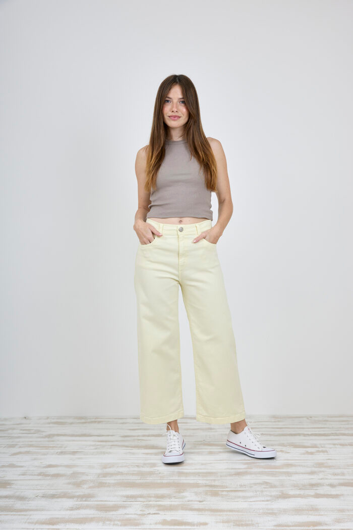 ART. 456 | CROP WIDE LEG AMARILLO MANTEQUILLA ELASTIZADO - Imagen 4