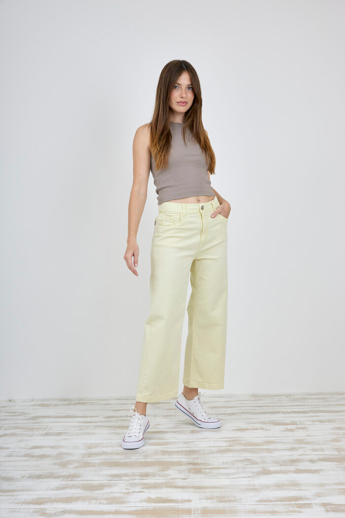ART. 456 | CROP WIDE LEG AMARILLO MANTEQUILLA ELASTIZADO - Imagen 5