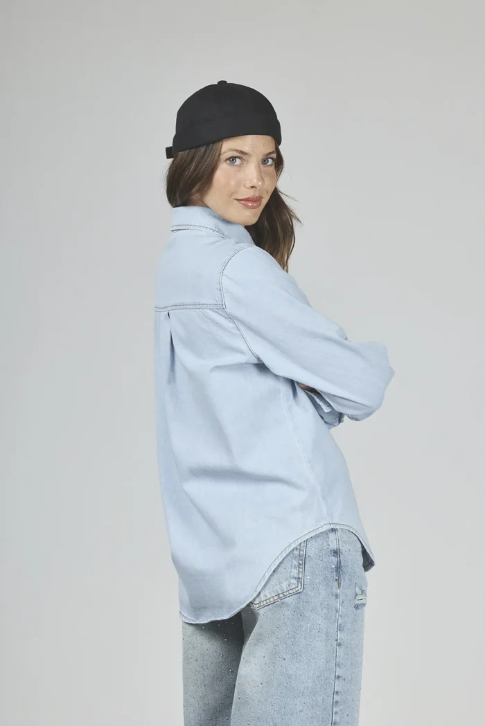 ART. 466 | CAMISA CELESTE MANGA LARGA DENIM RIGIDO - Imagen 2