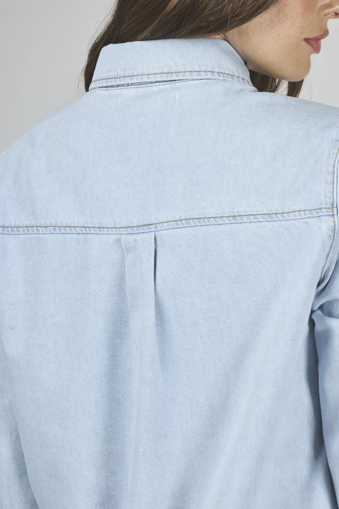 ART. 466 | CAMISA CELESTE MANGA LARGA DENIM RIGIDO - Imagen 6