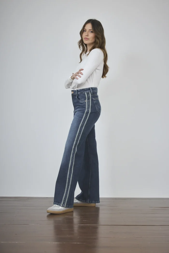 ART. 493 | WIDE LEG CON LINEAS VINTAGE BLUE ELASTIZADO - Imagen 4
