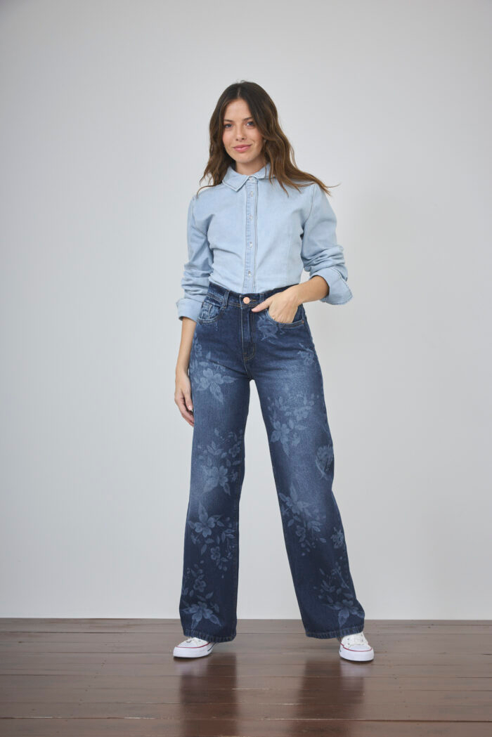 ART. 498 | WIDE LEG AZUL CON ESTAMPADO RIGIDO - Imagen 4